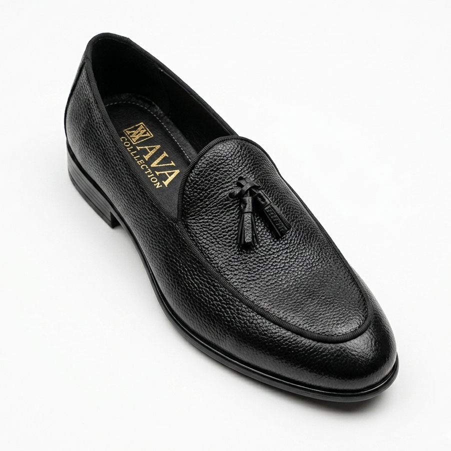Qara Püsküllü Klassik Loafer Ayaqqabı