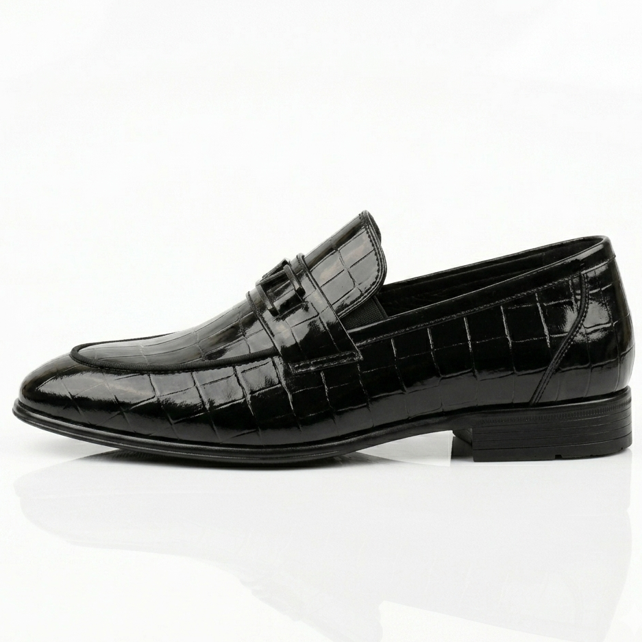 Qara Parlaq Klassik Loafer Ayaqqabı