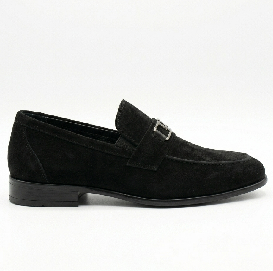Qara Zamşa Klassik Loafer Ayaqqabı