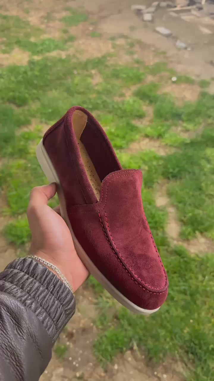 Bordo Zamşa Kişi Loafer Ayaqqabısı - Şıq və Rahat